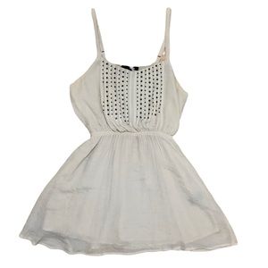 Beige babydoll dress with stud embellishments on top, XS